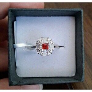 Garnet Ring 925 Sterling Silver Natural Size 8 Adjustable NWT